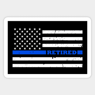 Retired Police Gift - Retired Police Officer - Thin Blue Line Flag Magnet